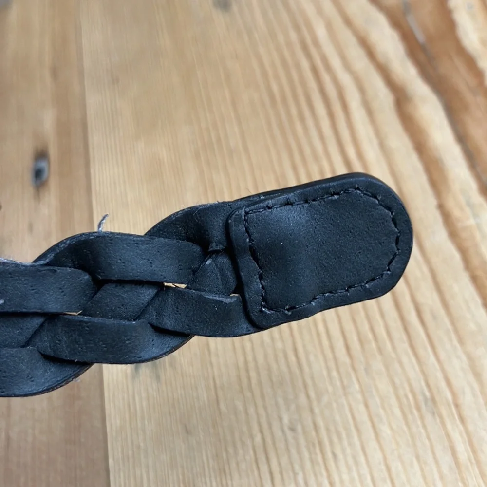 Black Braided Leather Belt Boys Small Length 27” EUC